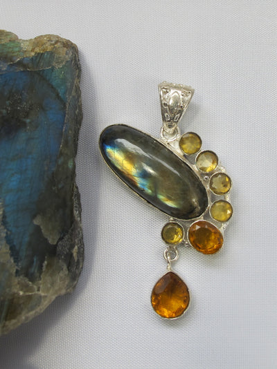 Labradorite Pendant 4 Featuring Citrine Quartz