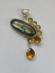 Labradorite Pendant 4 Featuring Citrine Quartz