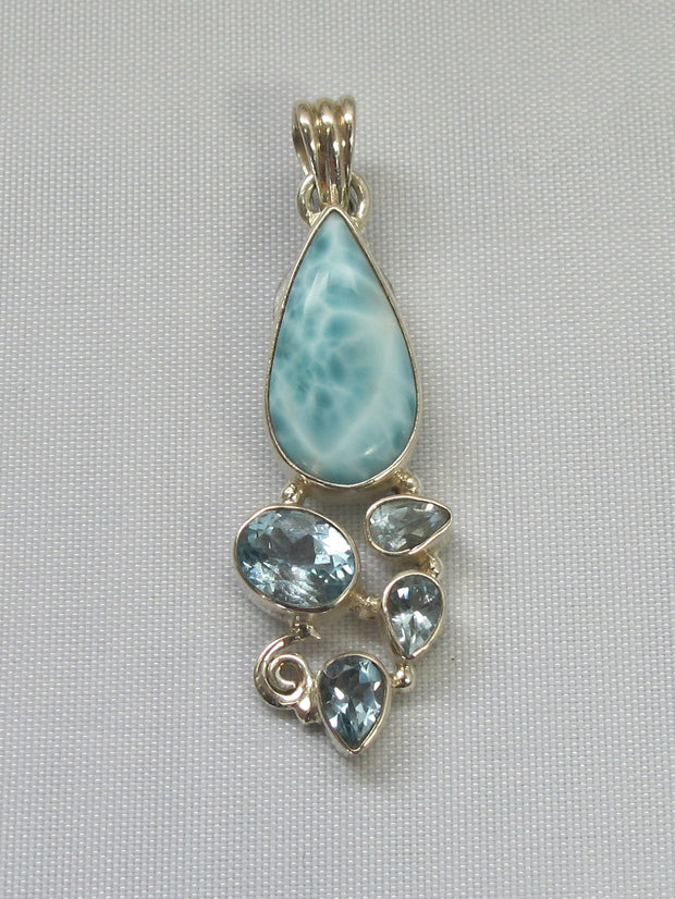 Larimar Pendant 10 with Blue Topaz