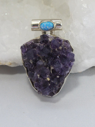 Amethyst Quartz Pendant 7 with Fire Opal