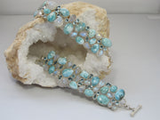 Larimar and Moonstone Bracelet 4 with Blue Topaz