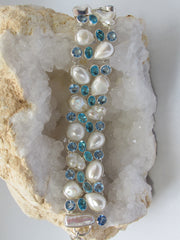 Blue Topaz Bracelet 3 with Pearls