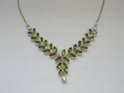 Delicate Peridot and Pearl Teardrop Necklace