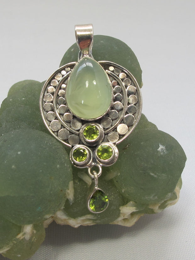 Prehnite and Sterling Pendant 1 with Peridot