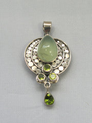 Prehnite and Sterling Pendant 1 with Peridot