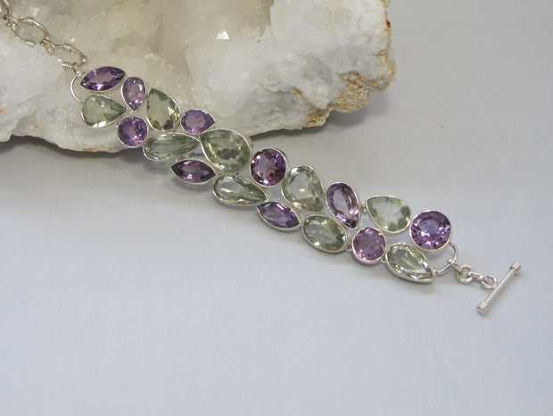 Lavender and Green Amethyst Quartz Bracelet