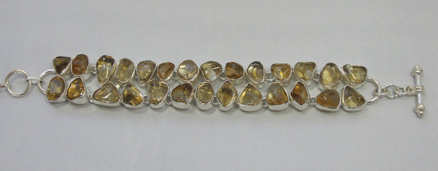 Free-form Citrine Quartz and Sterling Bracelet