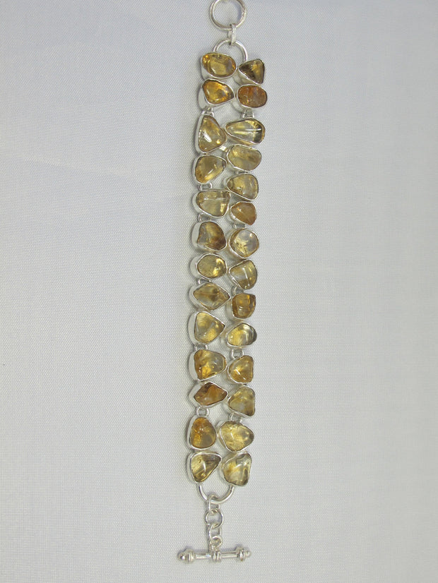 Free-form Citrine Quartz and Sterling Bracelet