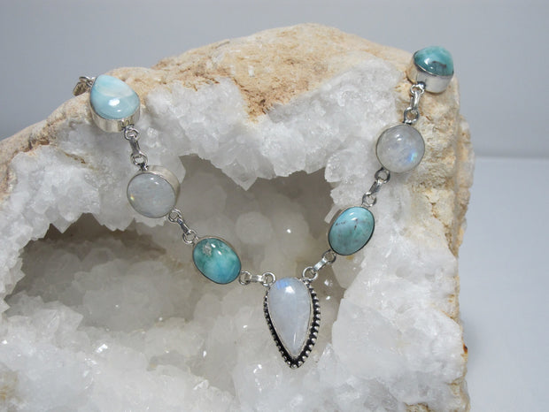Delicate Larimar Necklace 1 with Moonstone