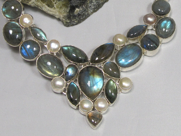 Labradorite and Pearl Necklace