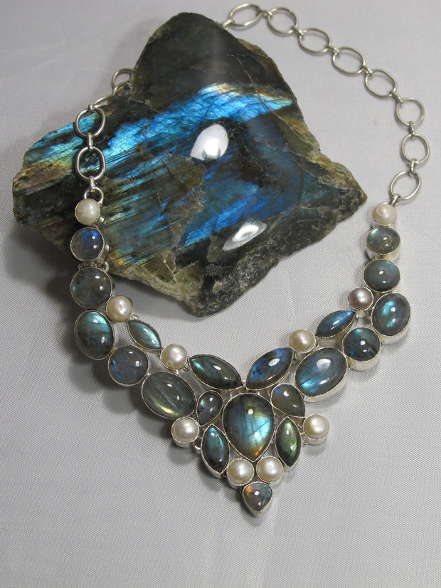 Labradorite and Pearl Necklace