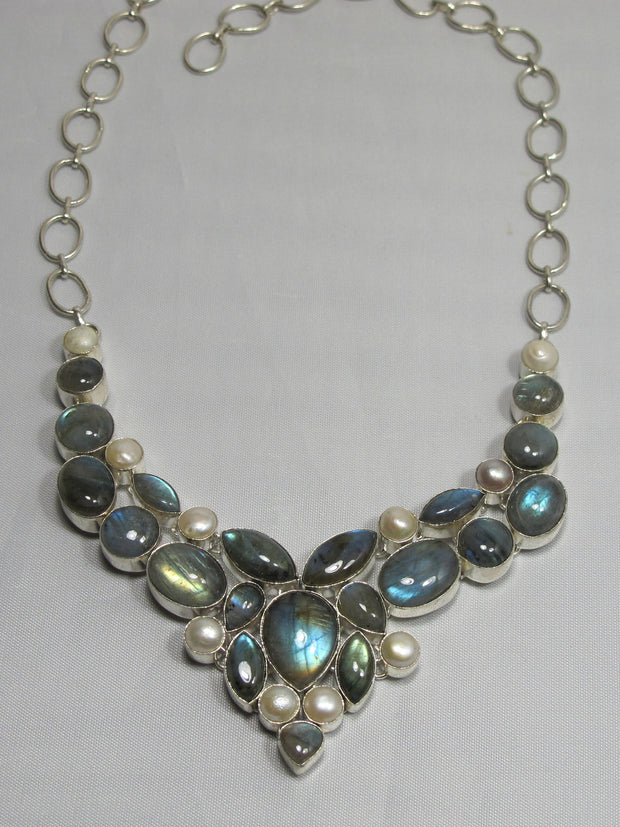 Labradorite and Pearl Necklace