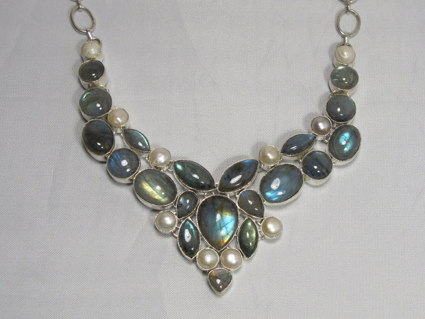 Labradorite and Pearl Necklace