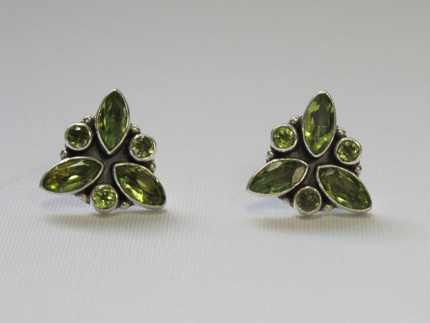 Delicate Peridot Cluster Earring Set