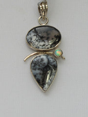 Dendritic Opal Pendant with Fire Opal 4