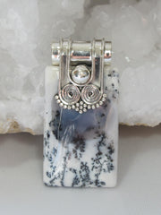 *Dendritic Opal Rectangle Pendant with Scroll