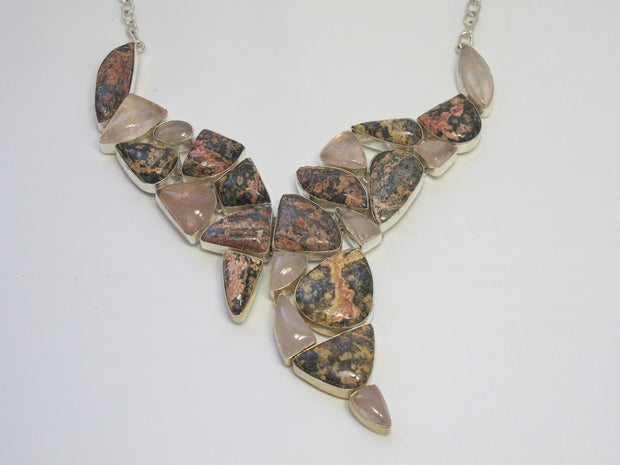 Ocean Jasper and Rose Quartz Necklace 1