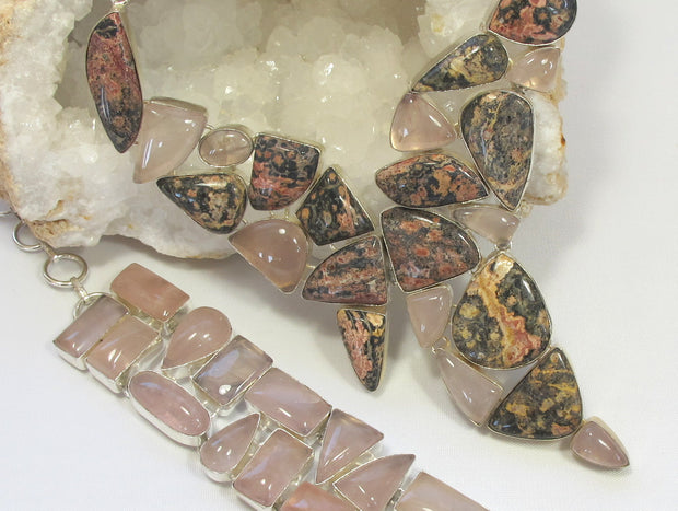 Ocean Jasper and Rose Quartz Necklace 1