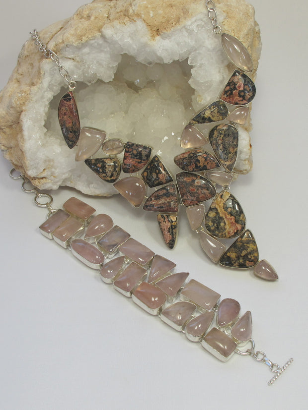 Ocean Jasper and Rose Quartz Necklace 1