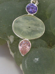 Petite Prehnite Pendant with Amethyst Quartz