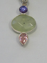 Petite Prehnite Pendant with Amethyst Quartz